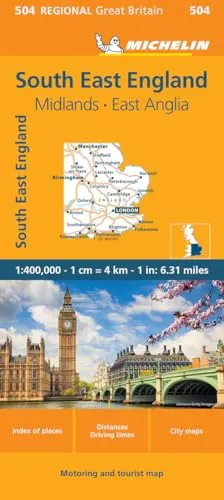 Michelin England Süd-Ost, Midlands, East Anglia: Straßen- und Tourismuskarte 1:400.000 (MICHELIN Regionalkarten)