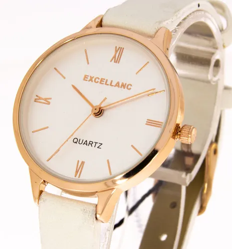 Damenuhr Excellanc elegant klassisch 33mm Durchmesser Farbe rosegold weiß