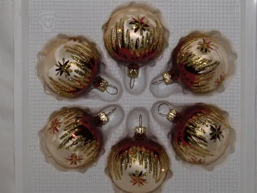 Jingle Bells Lauscha Weihnachtskugel 5cm Kugel Romantik in beige von Jingle Bells Lauscha