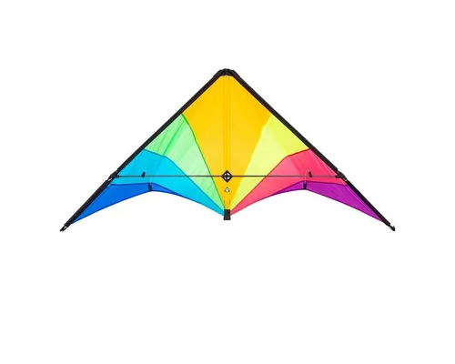 HQ Delta Hawk Neon-Rainbow Lenkdrachen 146 cm - Robuster Speedkite für mittlere bis starke Winde, ideal für Drachenliebhaber ab 14 Jahren mit hohem Zug und schnellem Flugverhalten.