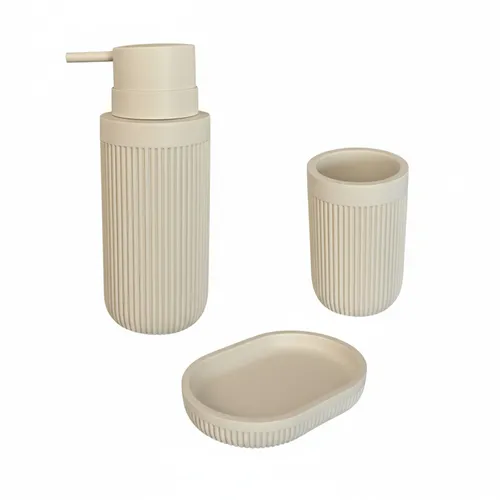 Bad Accessoires Badzubehör Seifenschale Seifenspender Zahnputzbecher Set 3-tlg.