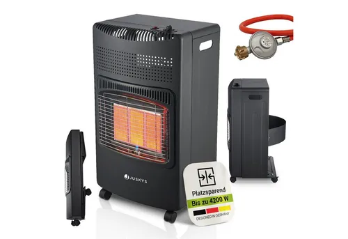 Juskys Gasheizer für Innenräume - Heizstrahler für Innenräume mit 3-Wärme-Stufen und bis zu 4200 Watt, ideal für gemütliche Wärme in jedem Raum.