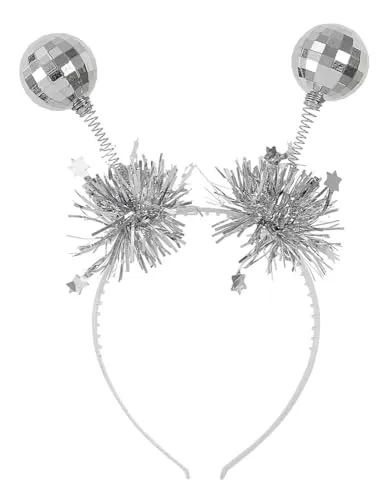 W WIDMANN MILANO Party Fashion 51948 - Haarreif mit Discokugeln, Lametta, Glitzer, Karneval, Mottoparty