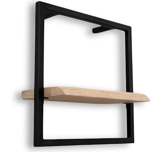 holz4home® Wandregal Small Schwarz gerahmt - Schweberegal im modernen Design, aus hochwertigem Eichenholz mit Baumkante, ideal für kreative Ablagen und einfach zu montieren.