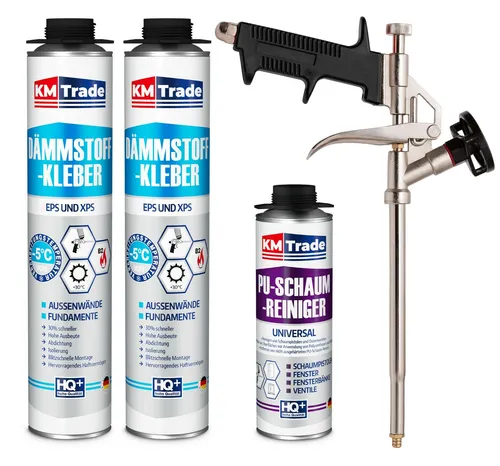 Dämmstoffkleber Set 2 x 750ml Klebeschaum +1 Schaumpistole +1 Schaumreiniger