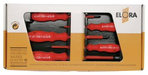 Elora VDE-Schraubendreher-Satz - Schraubenzieher-Set mit hochwertiger Isolierung für sicheres Arbeiten an elektrischen Anlagen, ideal für Profis und Heimwerker.
