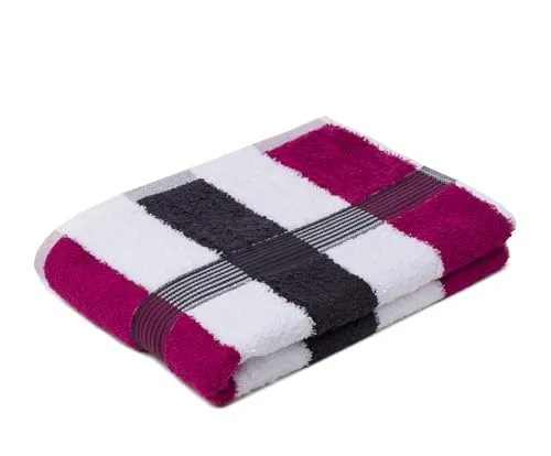 liebling Duschtuch, 100% hochwertige Baumwolle, Serie Miami, 70 x 140 cm, waschbar & trocknergeeignet, Farbe: cyclam/weiß/Graphit