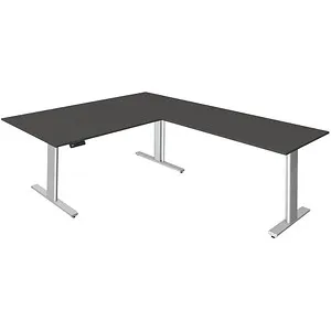 Kerkmann Schreibtisch Move 3 Tube anthrazit/silber - elektrisch höhenverstellbar - Kinderschreibtisch in L-Form, bietet eine elektrische Höhenverstellung für ergonomisches Arbeiten und eine Memory-Funktion zur individuellen Anpassung.