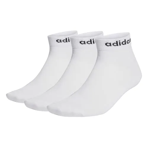 adidas Unisex Kids Think Linear Ankle Socks 3 Pairs, White/Black, 7-8 Years