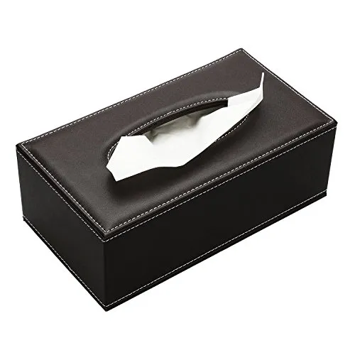 KINGFOM™ Rechteckige Leder Kosmetiktücherbox für Zuhause/Büro/Auto (Braun)