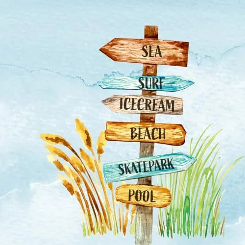 Servietten Maritim Beschilderung am Meer als Tischdeko. Papierservietten mit Motiv. Auch für Decoupage und Serviettentechnik 33x33cm 20