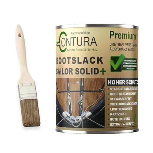 Contura Bootslack Premium Yachtlack Glänzend Holzlack Boot Thekenlack Klarlack Außen (1 Liter)