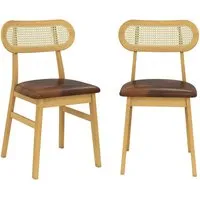 Costway 2er Set Esszimmerstühle aus Kunstleder im Vintage-Stil - Kombinieren Sie Stil und Komfort mit diesen eleganten Esszimmerstühlen. Hergestellt aus robustem Gummibaumholz und pflegeleichtem PU-Kunstleder, ideal für Ihr Esszimmer oder Café.