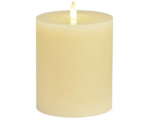 matches21 HOME & HOBBY LED-Kerze LED Stumpen-Kerzen 2er Set Echtwachs-Kerzen flackernd 10x12 cm Creme (2-tlg), Mit beweglicher Flamme, Fernbedienung & Timer für Adventskranz