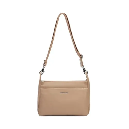 Mandarina Duck Mellow Leather Umhängetasche 36 cm - Stylische Umhängetasche in warm taupe, ideal für Frauen. Leicht und kompakt mit 24x36x14 cm, perfekt für den täglichen Gebrauch.