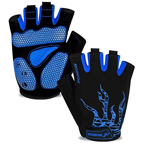 Fahrradhandschuhe Herren Damen,Halbfinger Gel SBR Radhandschuhe -Blau-S