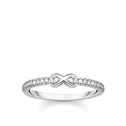 THOMAS SABO Ring Infinity mit weißen Steinen - Eleganter Damen-Ring aus 925 Sterling Silber, funkelndes Design und ideal als Geschenk für besondere Anlässe. Kombinierbar mit anderen Ringen für einen individuellen Look.
