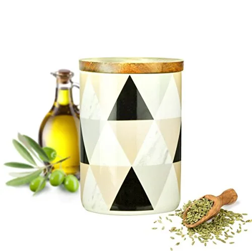 Sendez Vorratsdose 800ml mit Holzdeckel Gummidichtung Porzellan Vorratsbehälter Dose #6