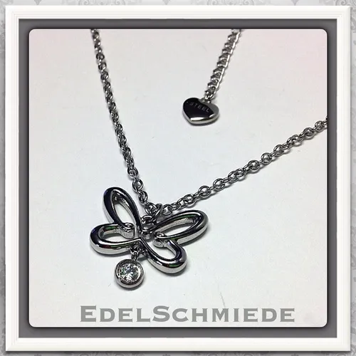 Edelschmiede925 Halskette aus Edelstahl mit Schmetterling und Zirk