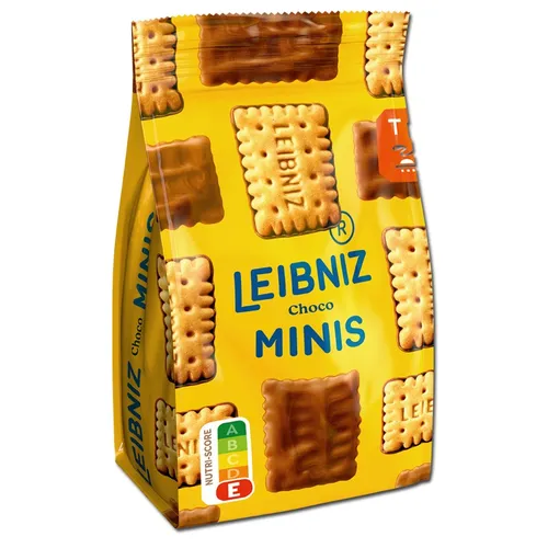 LEIBNIZ Minis Choco, 125 g - Knusprige Kekse mit Milchschokolade - Kekse im Kleinformat, ideal zum Naschen und Teilen bei Ausflügen. Hergestellt aus hochwertigem Weizenmehl und verantwortungsvoll angebautem Kakao. Perfekt für die ganze Familie!