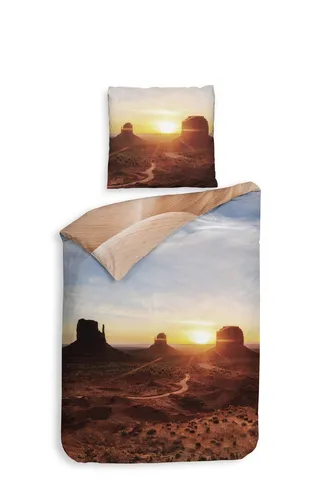 HnL Bettwäsche Etu Wüste 100% Baumwolle 135x200 + 80x80 cm in Orange