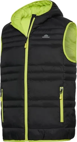NORDCAP Herren Steppweste, leichte Outdoor-Weste mit Kapuze, Schwarz, Gr. M
