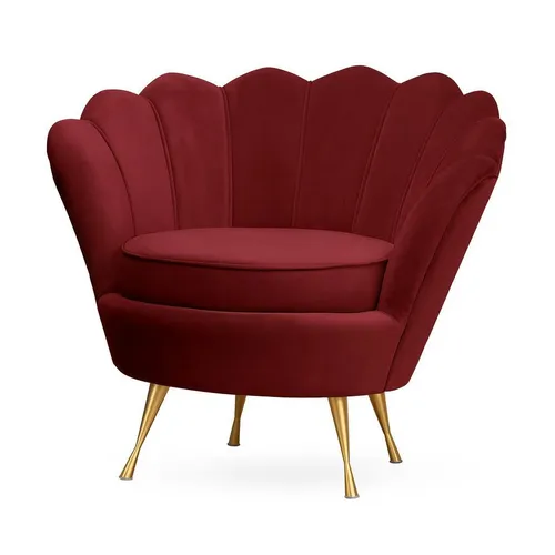 PAWS MÖBEL Muschel-Sessel | Bezug Samt-Stoff | Gestell Metall goldfarben/ schwarz/ chrom | B 87 x T 72 x H 81 cm | kastanienbraun, rot