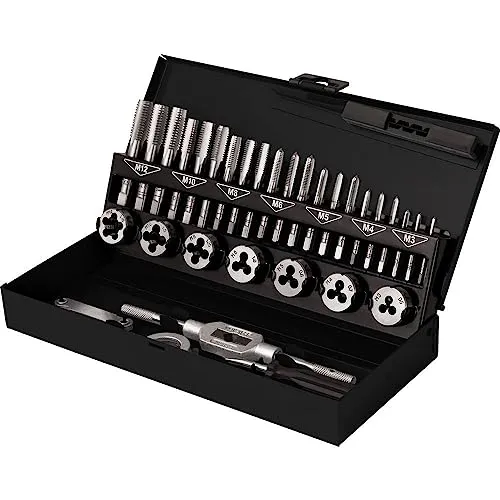 TOOLCRAFT TO-7015521 Gewindeschneidsatz 32-teilig - Vielseitiger Gewindeschneidsatz für präzise Gewinde in Stahl, ideal für Profis und Hobbyhandwerker.