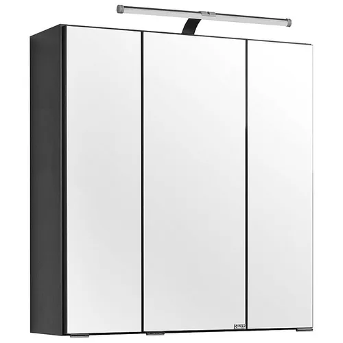 Spiegelschrank Grau 60x66x22cm mit LED-Beleuchtung