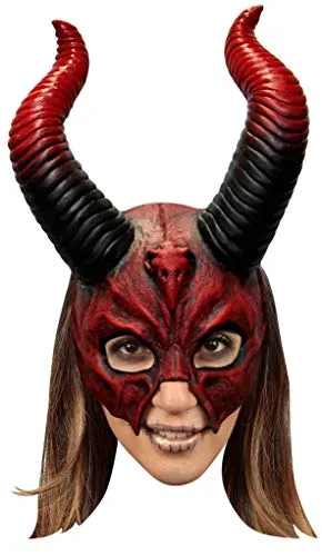 Ghoulish Productions Teufel Mythische Hörnte Totenkopf Maske Teufel Kostüm für Frauen Teufel Maske Halloween für Frauen Demon Maskerade Maske für Frauen Einheitsgröße Latex Maske Erwachsene