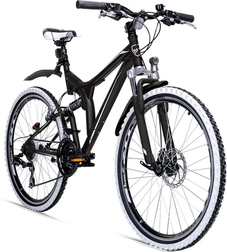 Bergsteiger Phoenix 26 Zoll Mountainbike, geeignet ab 160 cm, Scheibenbremse, Licht, Schutzblech, 21 Gang-Schaltung, Vollfederung