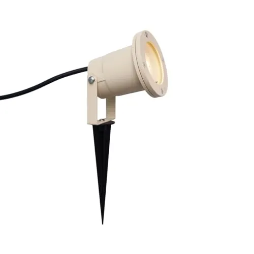 Qazqa - Modern Erdspieß I Stableuchtestrahler Beige GU10 50mm Verstellbar IP65 Inkl. Kabel und Stecker - Basic I Außenbeleuchtung - Metall Rund - LED geeignet GU10
