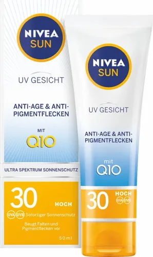 Nivea Sun Face Creme Anti-Age LSF 30 - Sonnenschutz für das Gesicht mit Anti-Aging-Effekt, schützt die Haut vor UV-Strahlen und sorgt für ein jugendliches Aussehen.