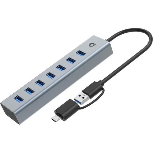 CONCEPTRONIC USB-Hub 7-Port 3.0/C->7x3.0 +TypC 5Gbps m.Nz gr