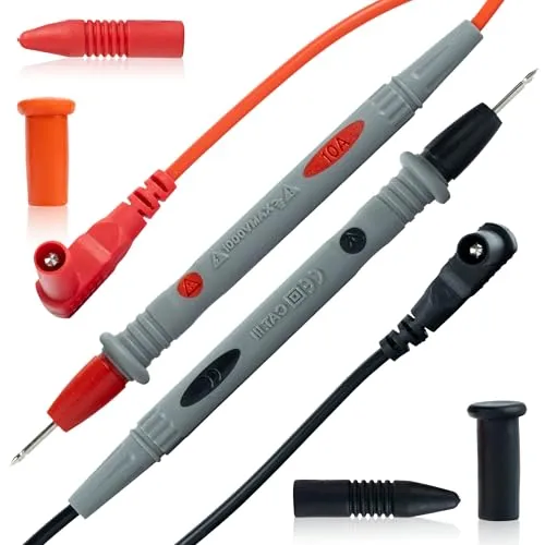 Rosfix Messleitungen für Multimeter – Silikonummantelung | 1000V/10A | 90 cm Länge | Feine vergoldete Prüfspitzen | Kompatibel mit gängigen Messgeräten