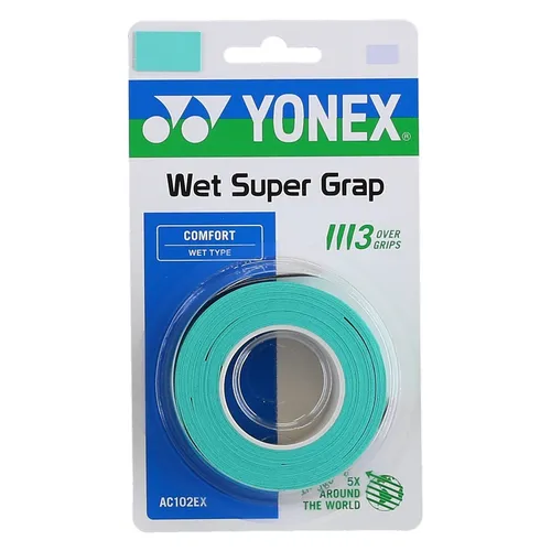 Yonex Overgrip Wet Super Grap 0.6mm – mintgrün (3er Pack) - Hochwertiges Tennis-Zubehör mit hervorragender Dämpfung und Haftung für optimale Kontrolle bei jedem Schlag. Ideal für Standard- und Long-Rackets. Testsieger Tennismagazin August 2002.