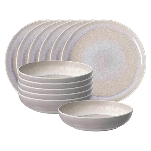 like. by Villeroy & Boch Tafelservice Perlemor Sand 12er Set - Geschirr & Gläser: 12-teiliges Tafelservice für 6 Personen in angesagtem Design, ideal für stilvolle Dinnerabende und besondere Anlässe.