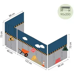 Produktbild Hoppekids Vorhang für Spielbett 90x200 Construction , mehrfarbig , Maße (cm): B: 380 H: 72