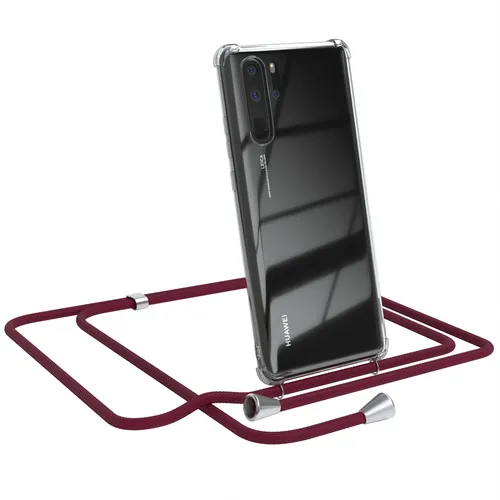 Für Huawei P30 Pro Hülle mit Kette Band Seil Handy Soft Case zum Umhängen Rot