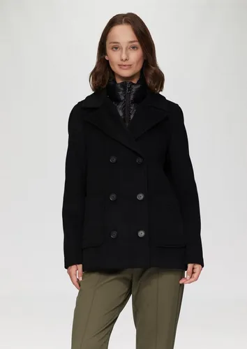 s.Oliver Caban mit herausnehmbarem Einsatz - Funktionsjacke in Schwarz, reguläre Passform, kombiniert Komfort und Stil mit einem herausnehmbaren Einsatz und einem eleganten Materialmix aus Twill und Wollanteil.