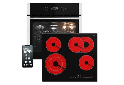 Autarkes Herdset 60cm mit Backofen EB8313HC und Kochfeld CH5901AL - Herdsets: Das autarke Set bietet eine Pizzafunktion, Heißluft und einfache Touch-Steuerung für perfekte Garergebnisse in kleinen Küchen.