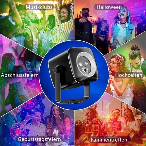 Gobikey Discokugel - Musikgesteuertes Partylicht mit 60 Mustern - Effektstrahler für unvergessliche Partys mit 60 Lichteffekten und 9 Modi. Ideal für Geburtstagsfeiern und Hochzeiten, inklusive Fernbedienung und Timer-Funktion für perfekte Lichtshows.
