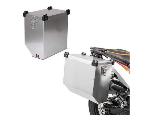 Bagtecs Reisetasche Set 2x Alukoffer S1 - Motorradkoffer Set mit zwei robusten Alukoffern, ideal für sichere Aufbewahrung und Transport von Motorrad-Zubehör auf Reisen.
