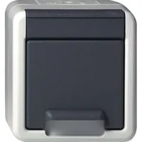 1St. Gira 444030 SCHUKO-Steckdose 16A 250V - mit Klappdeckel, elegante graue Designlösung für mehr Sicherheit in Ihrem Zuhause