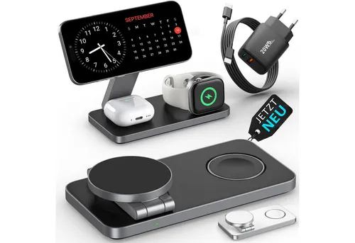 GreenHec 3in1 MagSafe Ladegerät für Apple Geräte – Kabelos Laden - Erlebe die Freiheit des kabellosen Ladens mit dem GreenHec 3in1 Ladegerät. Lade iPhone, Apple Watch und AirPods gleichzeitig und schnell – ideal für unterwegs! Kompakt, stylisch und mit sicherer Magnetkraft.