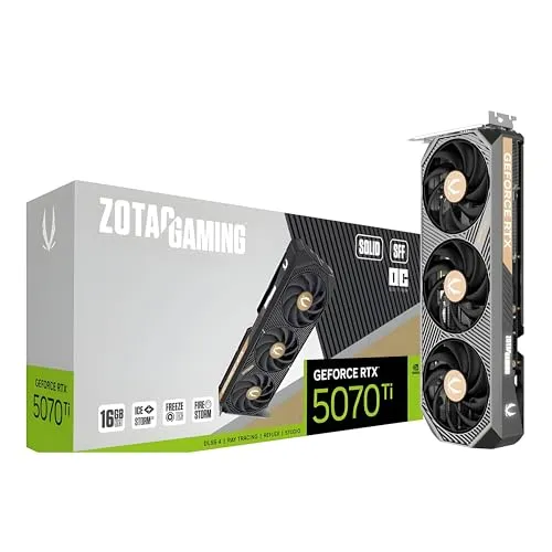 ZOTAC GAMING GeForce RTX 5070 Ti SOLID SFF OC 16GB - Grafikkarte mit 16 GB GDDR7-RAM, ideal für Gaming und kreative Anwendungen, unterstützt DirectX 12 für beeindruckende Grafikleistung.