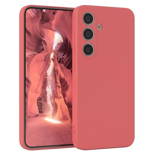 EAZY CASE - Silikonhülle für Galaxy S25 Hülle Silikon Case Rot weich stoßfeste Handyhülle Schutzhülle mit Kameraschutz Dünn Premium Schutz Cover TPU Phone Bumper in Pastell Hellrot Matt