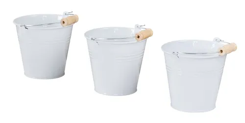 Levandeo® Kräutertopf, 3er Set Pflanztopf Metall H10cm Weiß Kräutertopf Mini Eimer