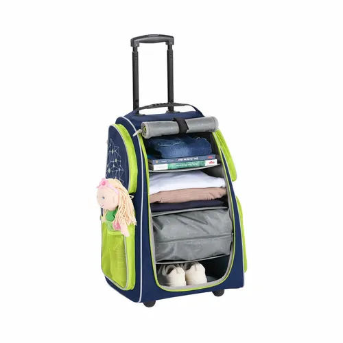 Haba Kinderkoffer Schranktrolley mit 2 leisen Rollen in blau von HABA