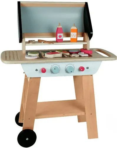 EverEarth® Lernspielzeug Spielset Grillen - Lernspielzeug für kreative Grillmeister ab 3 Jahren, aus FSC-zertifiziertem Holz, mit herausnehmbarem Grillrost und umfangreichem Zubehör für fantasievolles Rollenspiel.
